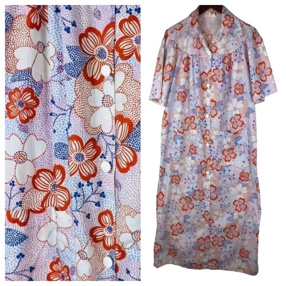Sears Other - Vtg 60s 70s Sears Comfort House Coat Nightgown 14 XL Floral Retro